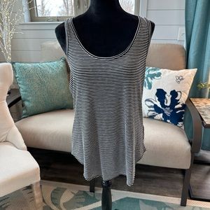 Old Navy black & white striped tank top, size large.